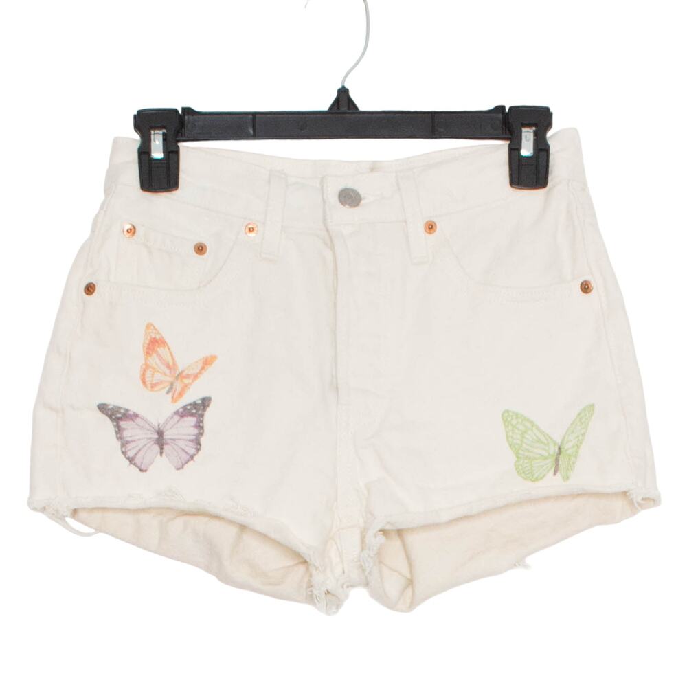 Levis Denim Shorts 501 Butterfly Y2K Cottage Button Fly 90s Grunge Fairy Boho 24